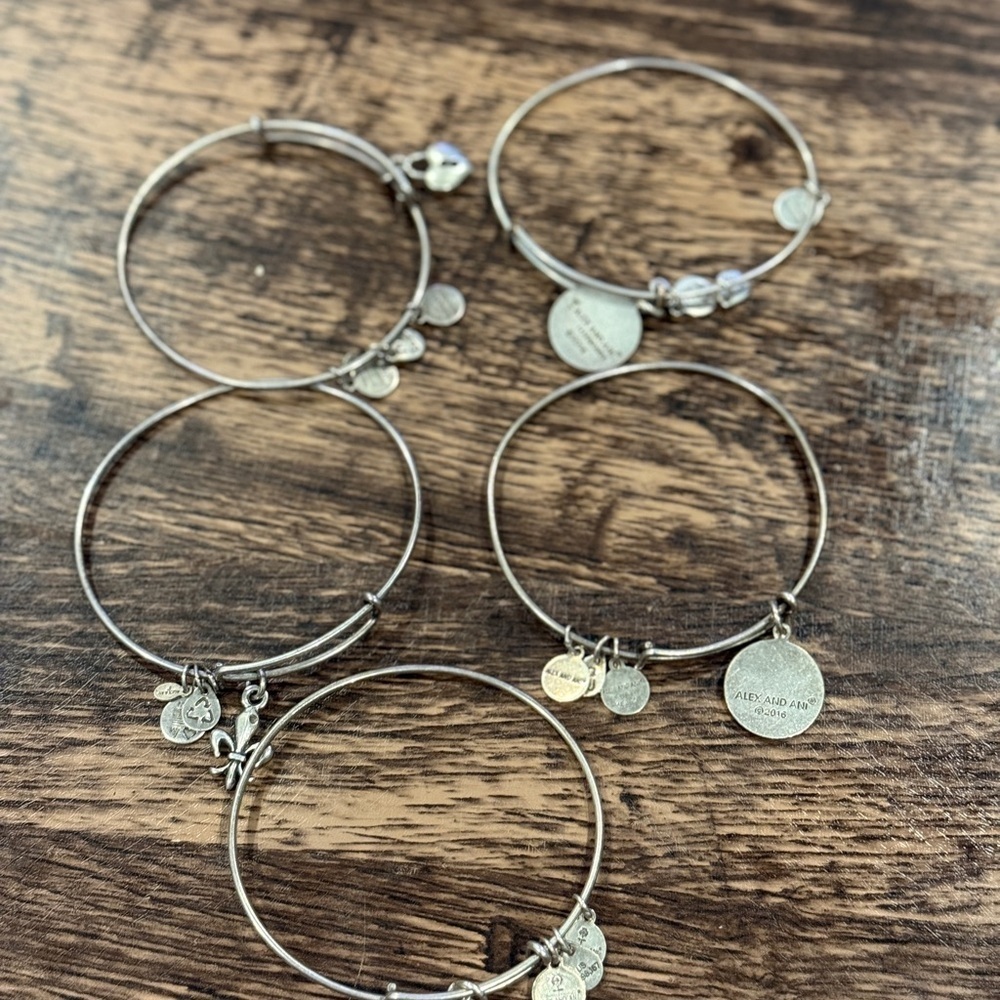 Alex and Ani Silver Charm‎ Bracelet Bundle Set